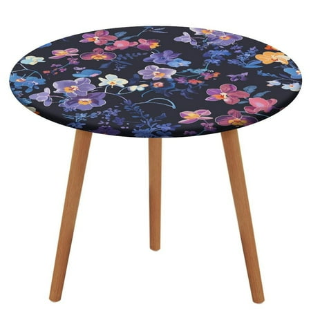 

ZHANGS Elegant Orchid Patch 516 Round Table Cover Stain-Resistant Fitted Tablecloth Oil-Proof Wipeable Elastic Table Cover Waterproof Table Cloth for Halloween Thanksgiving Christmas