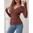 thumbnail image 6 of ANRABESS Long Sleeve V Neck Shirts for Women Ribbed Knit Slim Fit Wrap Top Comfy Soft Sexy Sweater Spring Fall Winter Dressy Casual Clothes Rust Orange Medium, 6 of 9