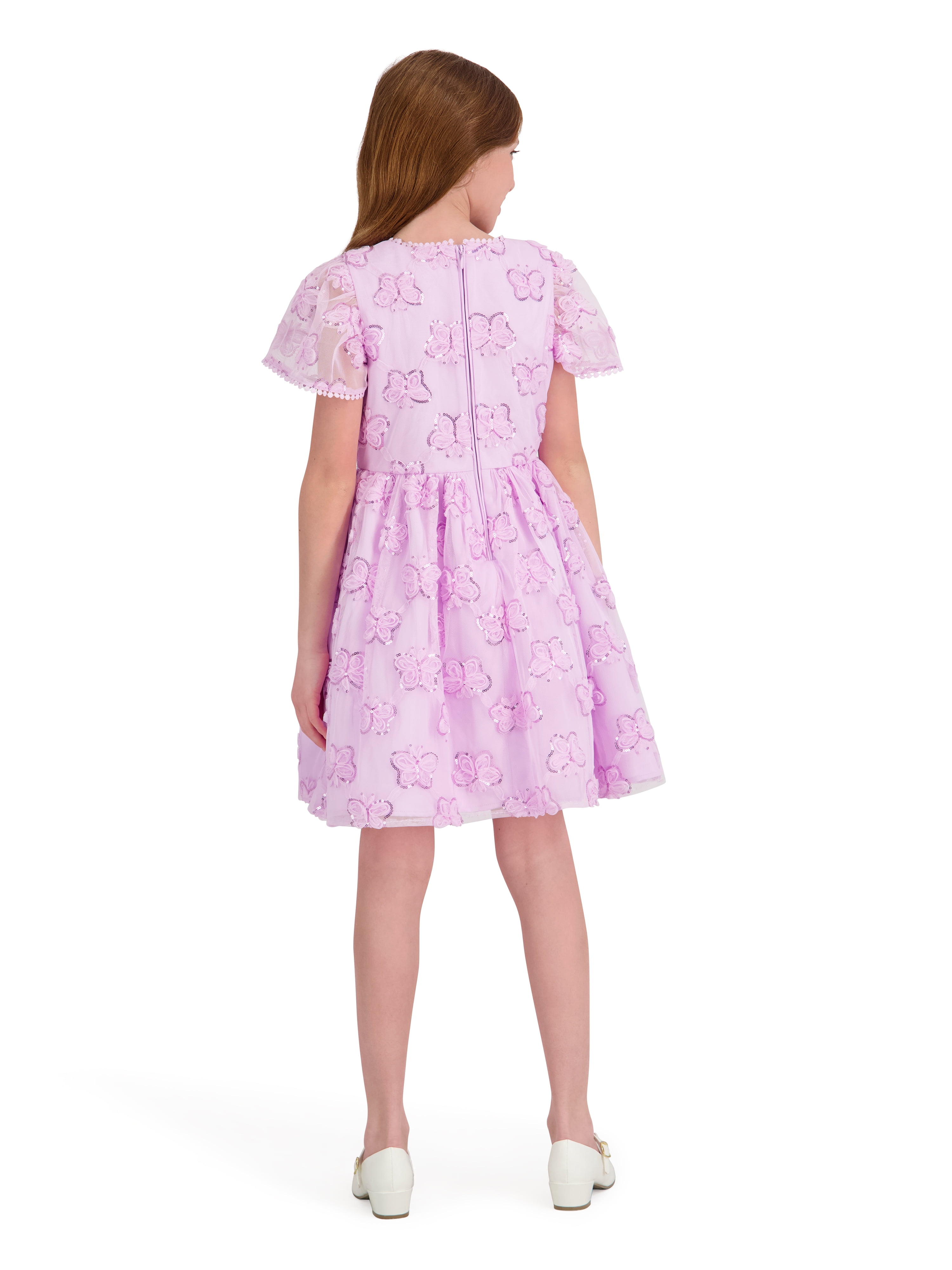Kensie Girl Cap Sleeve Sequin Butterfly Soutache Mesh Dress, Sizes 4-16