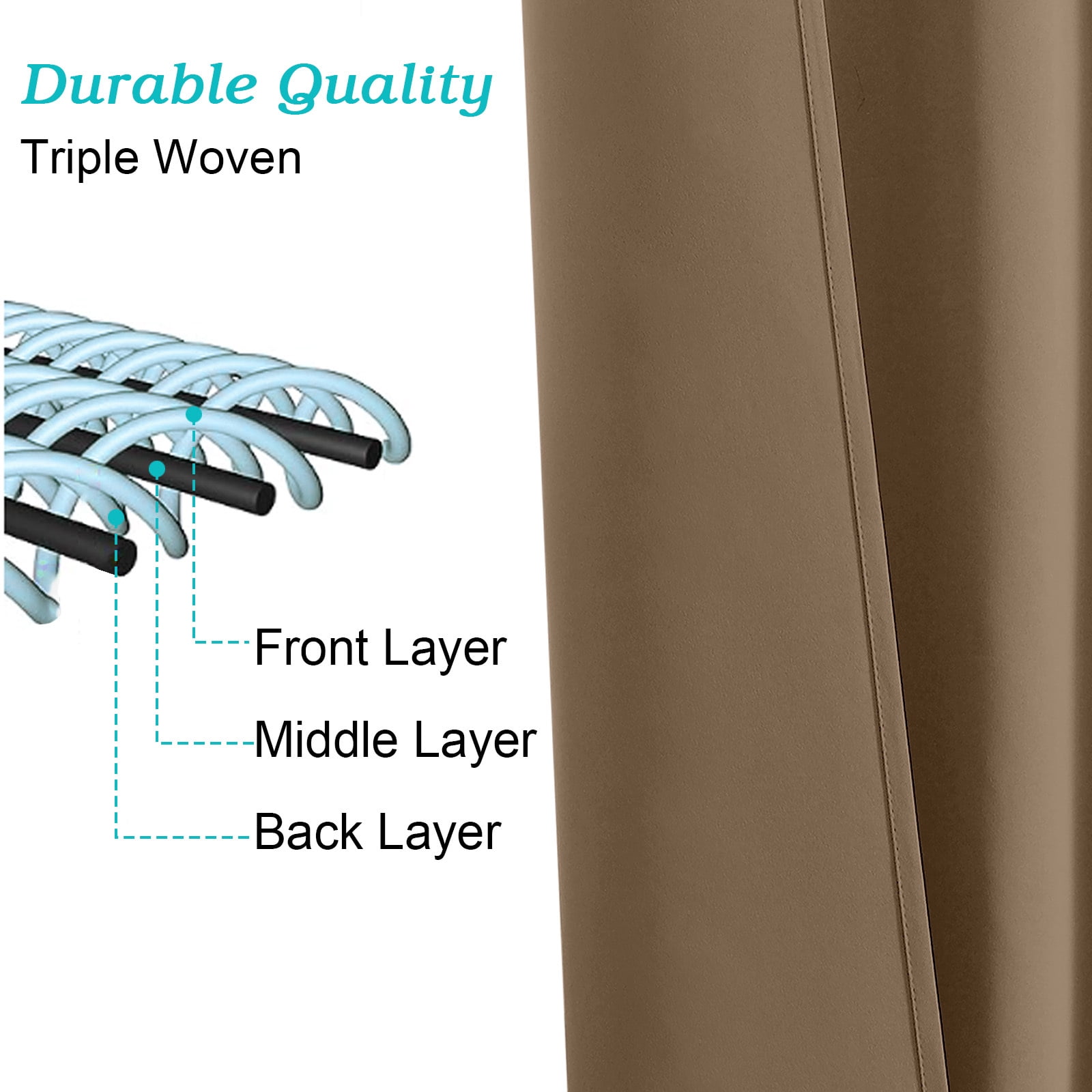 Patin Brown Blackout Curtains for Bedroom 90 Inches Long 2 Pcs, Rod Pocket Room Darkening Window Curtains, Privacy Thermal Insulated Drapes for Living Room Dining Room, Each Panel 50" W x 90" L