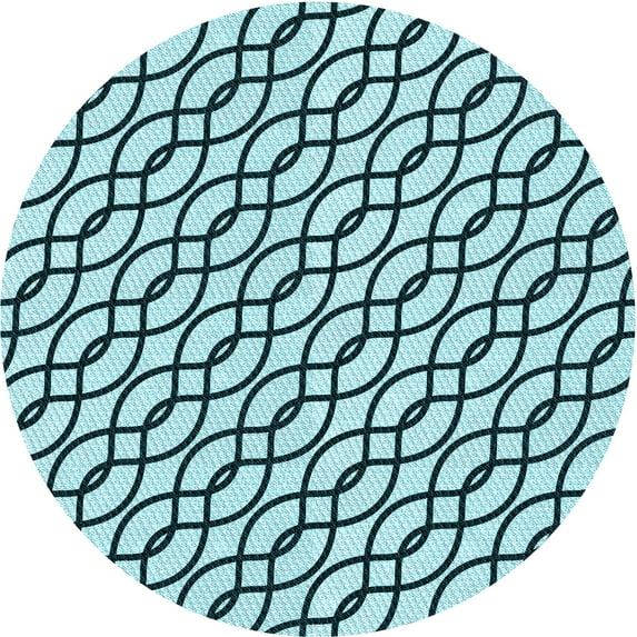 Ahgly Company Machine Washable Indoor Round Transitional Electric Blue Area Rugs, 7' Round