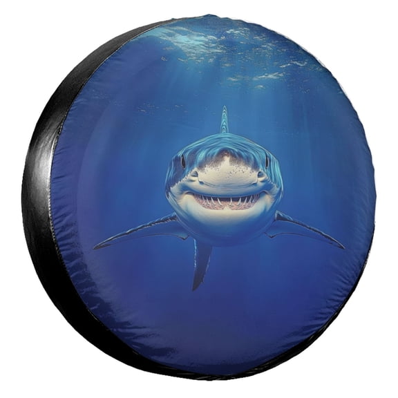 KAKALAD Ocean Great White Shark Mouth Spare Tire Cover Universal Vehicle Accessories Buckle Car Tools 14”in