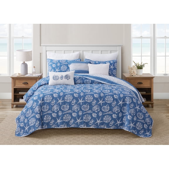 HOME RETREAT Mare Blue Soft Cotton 2 Piece Quilt Set - Twin