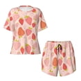 thumbnail image 4 of Qekee Strawberry Women's Pajama Set Short Sleeve Sleepwear Summer Home Wear with Pockets Soft Short Sleeve Shirt - Strawberry, 4 of 9