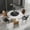 White + Black + White, variant on Magic Home 53.15” White Sintered Stone Round Dining Table with 23.62” Black Slate Round Turntable for 6 People with Black Sturdy Metal Legs