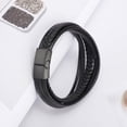 thumbnail image 3 of Mens Leather Bracelet With Magnetic Clasp Cowhide Multi-layer Braided Leather Mens Bracelet, 3 of 4