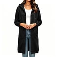 thumbnail image 6 of Womens Button-Up Sweatshirt Drawstring Button Down Loose Long Sleeve Casual Solid Color Mid Length Hoodie Coat with Pockets M, 6 of 9