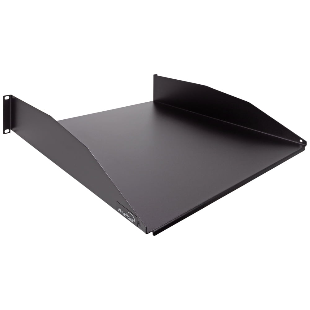 NavePoint 2U 19-Inch Rack Mount Cantilever Server Cabinet Shelf with Lip 18-Inches Deep Black 