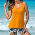 thumbnail image 2 of HAPIMO 2Pc Women Tankini Swimsuit Sleeveless Bathing Suit Dressy Floral Tunic Beachwear Hide Belly Blouson Tank Tops with Boyshorts Swimwear Tropical Hawaii Hot Spring Beach Dress Yellow L, 2 of 9