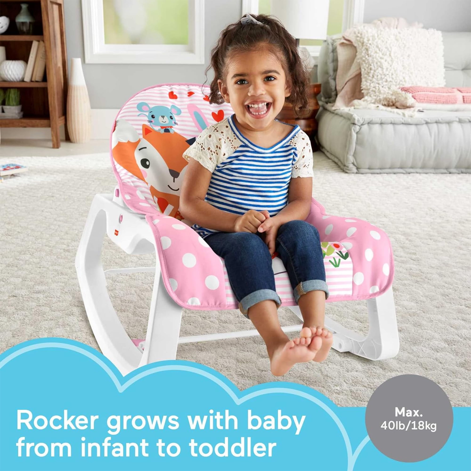 Fisher Price Infant to Toddler Rocker Newborn Seat Chair Vibration Pink Critters Walmart
