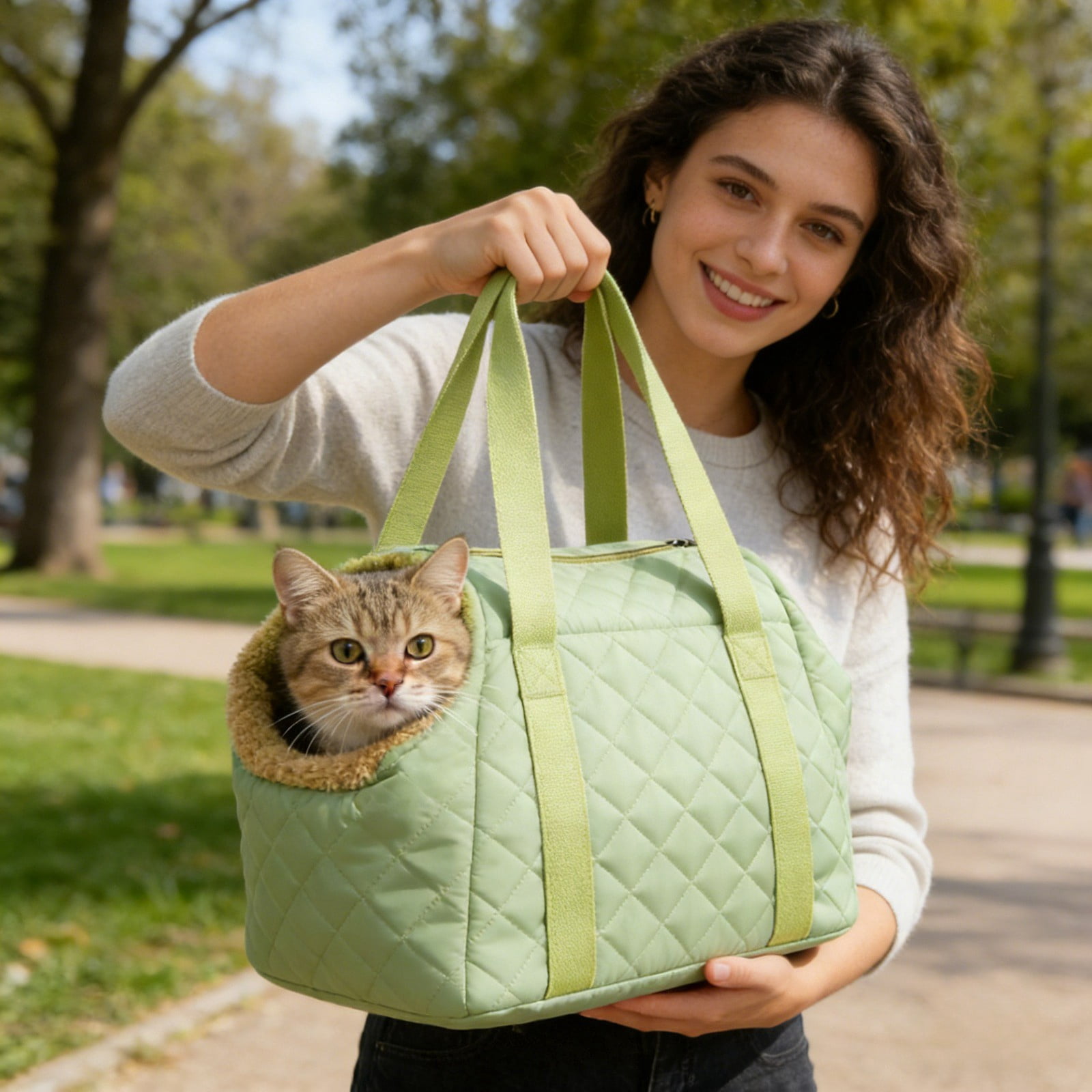 Portable Cat Dog Carrier Backpack, Winter Warm Plush Pet Travel Bag for Small Dogs Cats, Stress Relief House Style Carrier for Outdoor Hiking Car Travel, Soft Cloth Pet Sling