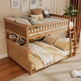 thumbnail image 5 of Full XL over Queen Bunk Bed with Integrated Shelving, Color-Changing Lights & Pegboard for Bedroom,Brown, 5 of 26