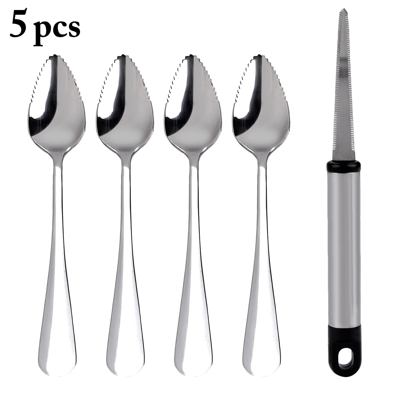 Bangcool 4PCS Grapefruit Spoons Stainless Steel Serrated Fruit Spoons