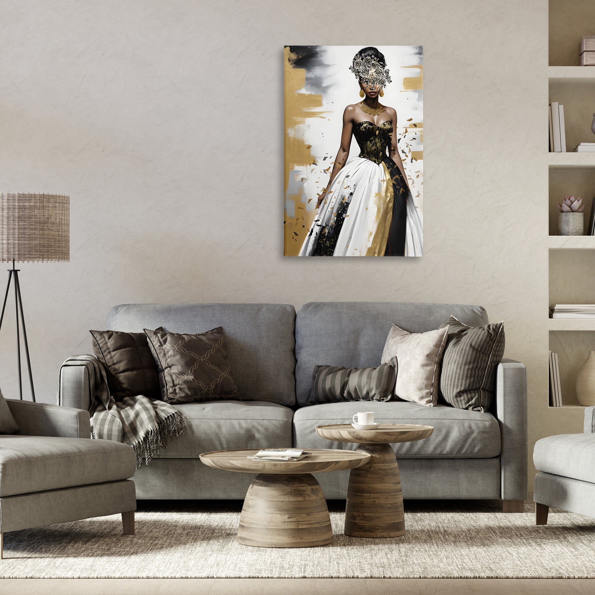 Stupell Industries Elegant Woman Beautiful Gown People Painting Wrapped Canvas Art Print Wall Art, 24 x 36