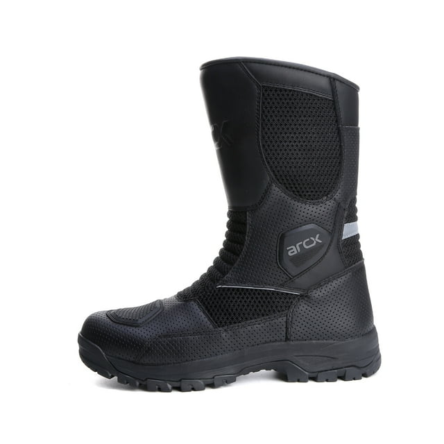 Botas de moto transpirables para todas las estaciones - Zapatillas de ciclismo de moto unisex,Black,46