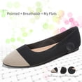 thumbnail image 3 of AOMAIS Women Ballet Flats Pointy Toe Flats Mesh Casual Shoes for Women Slip on Shoes(Beige Black,US10), 3 of 10