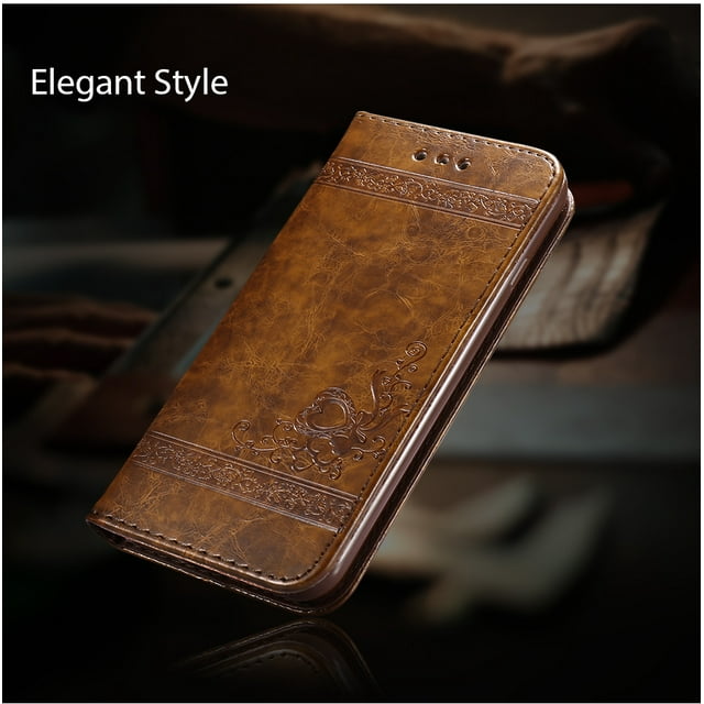 LEDEX Luxury Leather Magnetic Wallet Case Card Slot Cover Pouch Stand Flip for iPhone 13 Pro Max (Coffee)