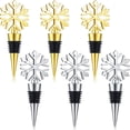 thumbnail image 1 of 6 Piezas Tapón de Vino de Nieve de Navidad Tapón de Vino de Navidad Tapón de Botella de Vino de Metal Tapón de Bebida de Vino Tinto Mantenga el Vino Fresco (Oro + Plata) BRILLAR Rojo Verde, 1 of 5