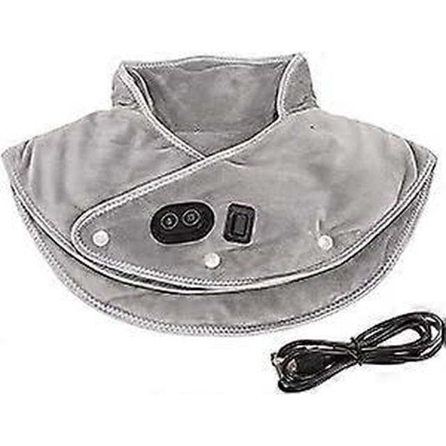 Gray Heating Neck Shoulder Pad, 3 Level Temperature Adjustment, Massage Mode, Sand Cloth, Electric Heating Neck Wrap