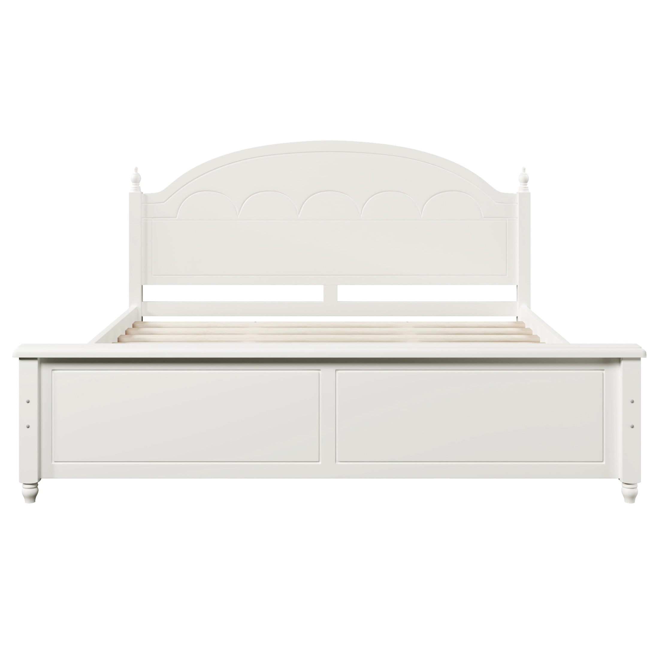 Noble House Alver Queen Size Wooden Bed Frame with Classic Arched Headboard, Modern Timeless Design, White