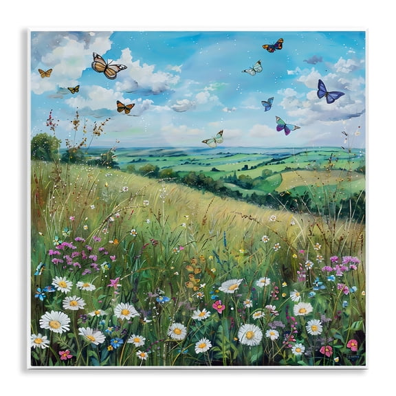 Stupell Industries Butterflies In Tranquil Meadow Wall Plaque Art design by LSR Creative Studio, 12 x 12