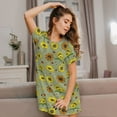 thumbnail image 3 of Naloa Sage Green With Sunflowers Print Women Nightgowns,Womens Loungewear,Short Sleeve Sleepwear,Comfy Ladies Nightdress, 3 of 6