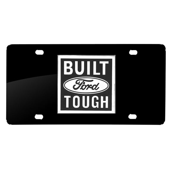 Ford Built-Ford-Tough 3D Logo Black Stainless Steel License Plate