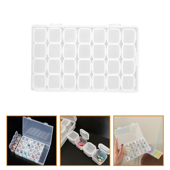 OFFIGAM Plastic Jewelry Storage Case White Multi Grid Organizer with Lids