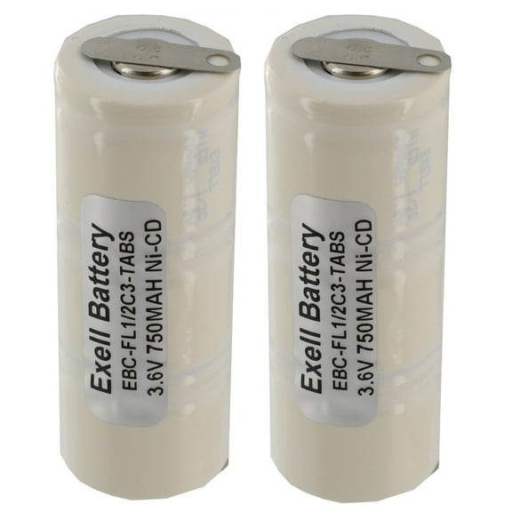 2x Exell 3.6V 750mAh NiCd Rechargeable Battery w/Tabs for Flashlight E-Torch