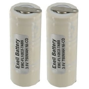 2x Exell 3.6V 750mAh NiCd Rechargeable Battery w/Tabs For Flashlight E-Torch