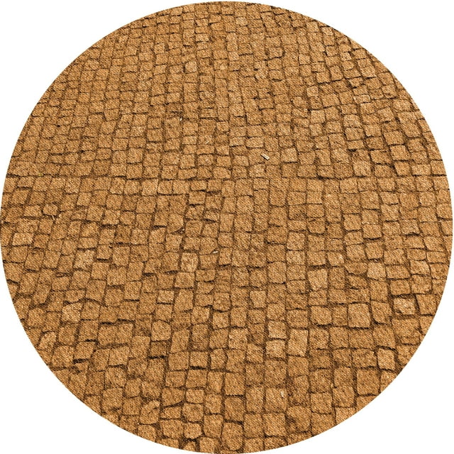 Ahgly Company Machine Washable Indoor Round Transitional Mahogany Brown Area Rugs, 6' Round