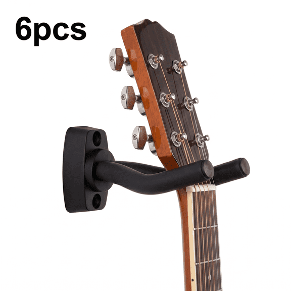 ROSEXIXI Guitar Wall Mount 6 Pack Black Anti-Scratch Hanging Racks For Acoustic Electric Guitar Bass Ukulele Violin Home Studio Display