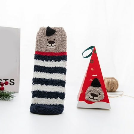 

10 pair Christmas Socks Gift Fluffy Coral Velvet Thick Warm Winter Socks For Women New Year Gift Box With Box Color Random