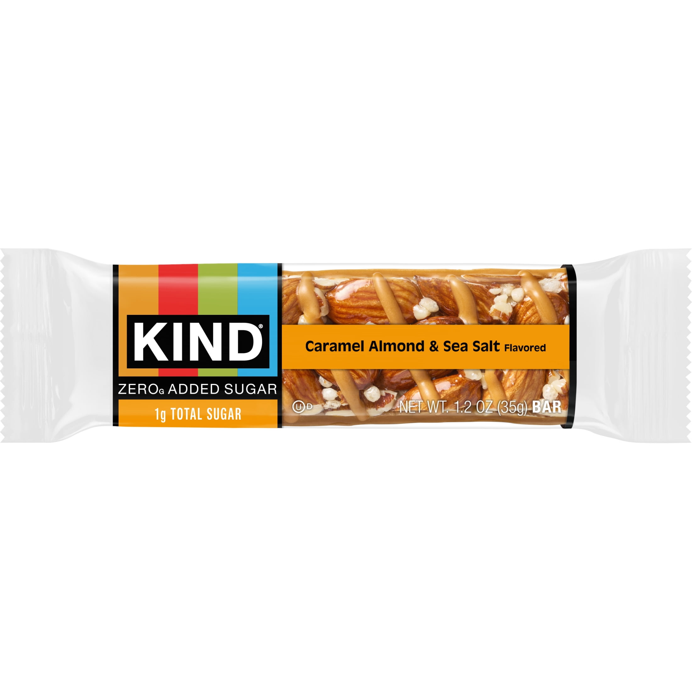 KIND Zero Added Sugar Bars, Caramel Almond & Sea Salt, Gluten Free, High Fiber, 5 Count