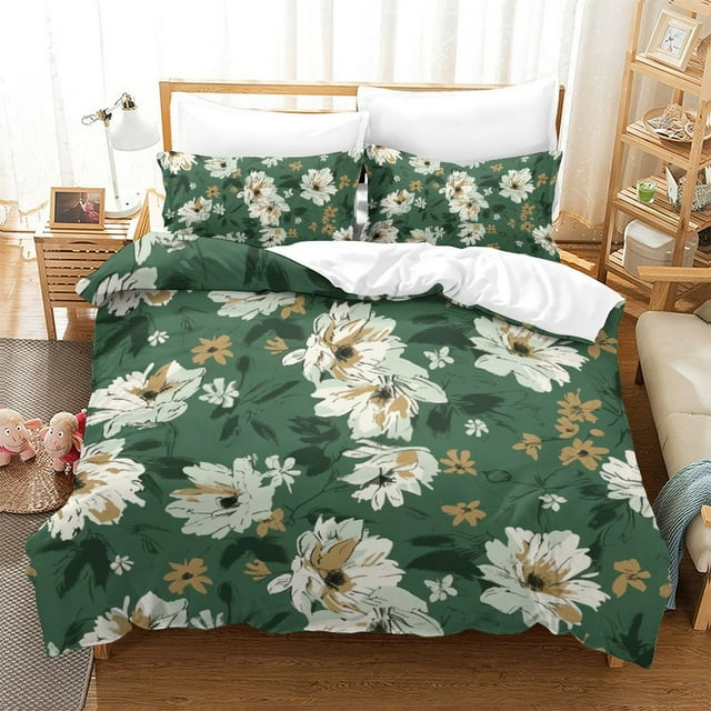 Floral Bedding Cover Set Teen Adult Colorful Quilt Cover Pillowcase Home Bedclothes,Full (80"x90")