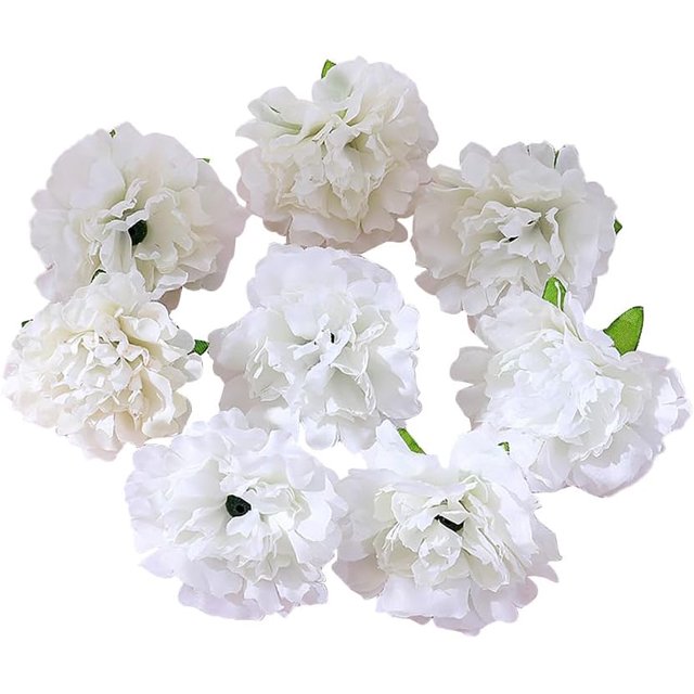 100PCS Artificial Carnation Flower Heads, Fake Carnation for DIY Wedding Flower Wall Wedding Party Table Decoration Cake, Artificial Flower Head Decorations (White)