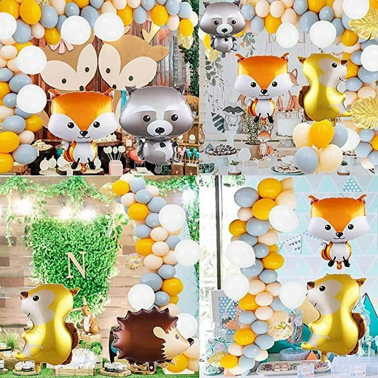 Fox Themed Birthday Party Decorations, Woodland Forest Animals Birthday  Decorations, Orange Green Balloon Arch, Fox Foil Balloons Happy Birthday