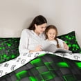 thumbnail image 5 of Castle Fairy Boys Futuristic Cubes Full Size Comforter Sets,Gradient Plaid Bedding Sets, 5 of 8