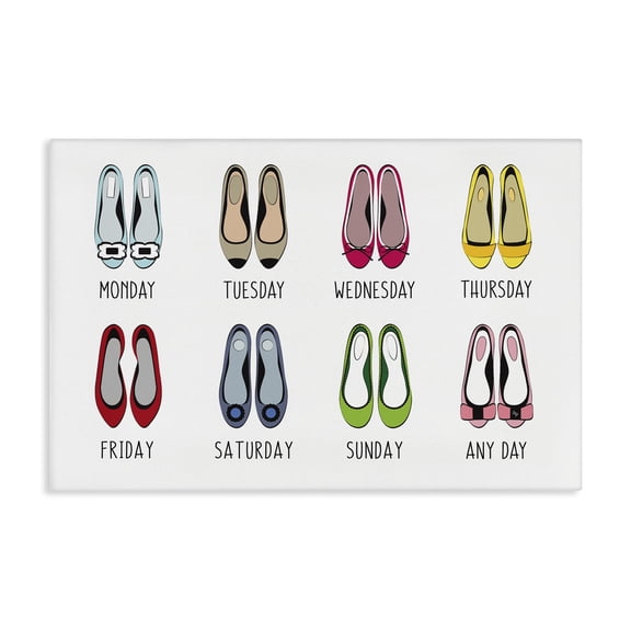 Stupell Industries Shoe Week Days Fashion Painting Wrapped Canvas Art Print Wall Art, 24 x 16