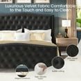 thumbnail image 4 of Breltam Queen Size Bed Frame, Velvet Upholstered, Black, 4 of 9