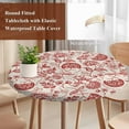 thumbnail image 3 of Round Tablecloth Red Chinoiserie Floral Elastic Edge Fitted Vintage Farmhouse Cottagecore Plastic Table Cover,Waterproof Oil Proof for Dinner,Outdoor, Picnic, 36" - 44"&nbsp; DIA Tables, 3 of 6