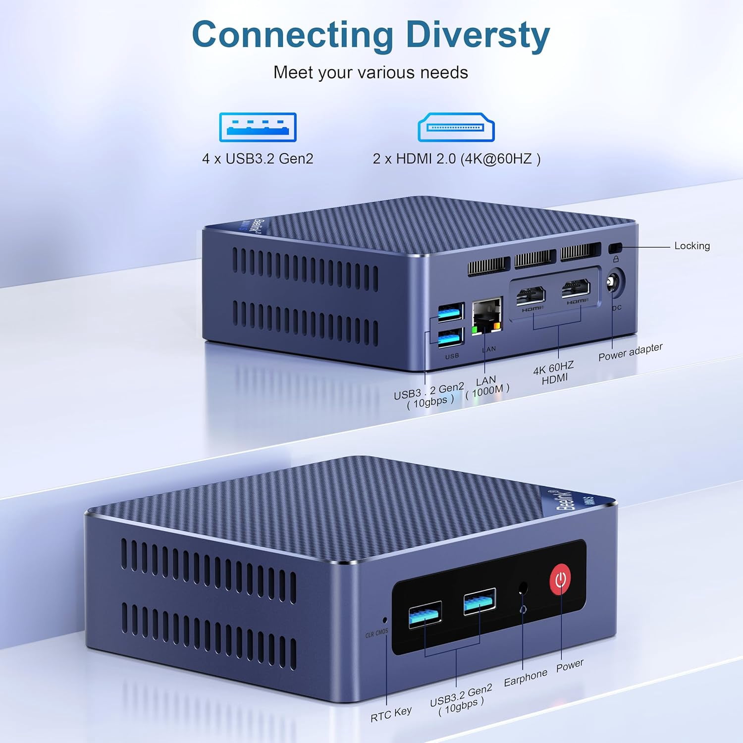 Beelink Mini PC, Mini S13 Pro Mini Computer Intel Twin Lake N150(up to 3.6GHz), Desktop Computers 16G DDR4 RAM 500G PCIe3.0 SSD, Small PC 4K UHD Dual HDMI/Wifi6/BT5.2 for Office/Home