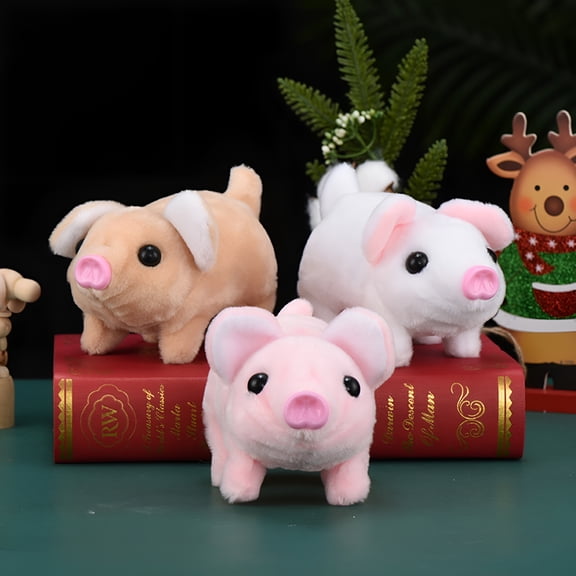 BESTSKY Simulation Walking Piggy Electronic Pet Plush Toy for Baby Interactive Crawling Pig Plushies Twitch Nose Tail Wagging Stuffed Animal Doll Kids Soothe Toy Birthday Gift