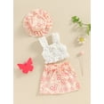 thumbnail image 2 of Bagilaanoe 3Pcs Toddler Baby Girls Summer Clothes Sleeveless Tank Tops + Floral Skirt + Sun Hat 6M 9M 12M 18M 24M 3T 4T Kids Casual Skirt Set, 2 of 8