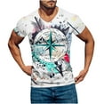 thumbnail image 1 of Birdeem Chandail Décontracté pour Hommes Col en V Imprimé Manches Courtes T-Shirt Blouse, 1 of 4