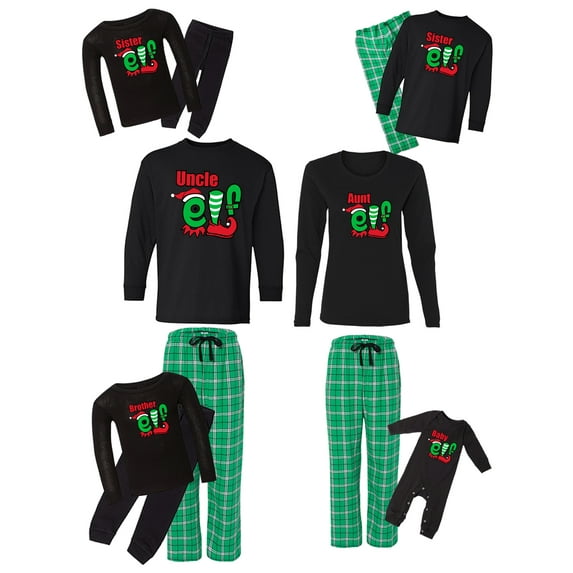 Awkward Styles Family Christmas Pajamas Set Green Elfs Matching Sleepwear