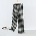 thumbnail image 3 of Audhol Lounge Pants Women, Women's Gingham Pajama Pants Cotton Pj Bottoms Casual Drawstring Plaid Sleep Pants with Pockets Pj Pants Women Black L, 3 of 6