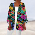 thumbnail image 2 of WTOBBY Women's Printed Lightweight Mid-Length Cardigan Jacket, Casual Fashion Cover-Up with Hawaiian AI Design, Long Sleeve Open Front Coat for Beach or Summer,Cyan 5XL, 2 of 5