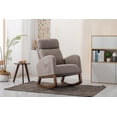 thumbnail image 2 of Rocking Chair Nursery with Side Pocket, Upholstered Glider Chair with High Back and Wood Legs, Accent Armchair for Living Room Bedroom, Dark Grey, 2 of 8