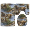 thumbnail image 1 of ABPHQTO Nueva vida silvestre de los osos pardos pardos Juego de alfombras de baño de 3 piezas Alfombra de baño Alfombra de contorno y tapa de inodoro, 1 of 2